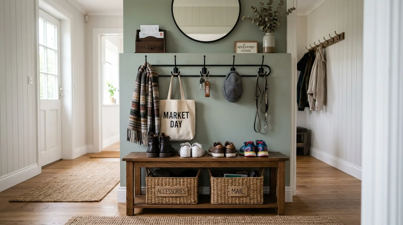 Keep wall decor simple and aligned with the home style inspiration for an entryway.